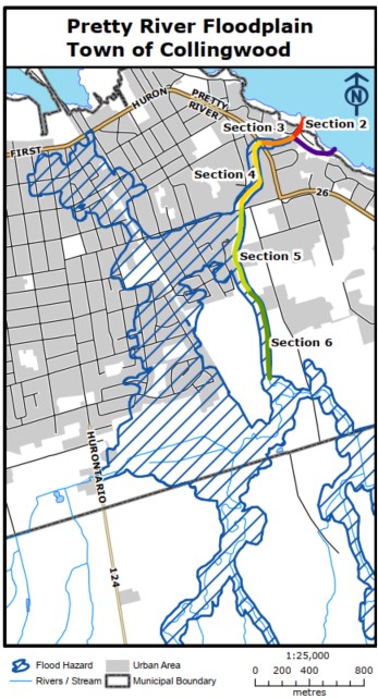 A map of the Pretty River Floodplain