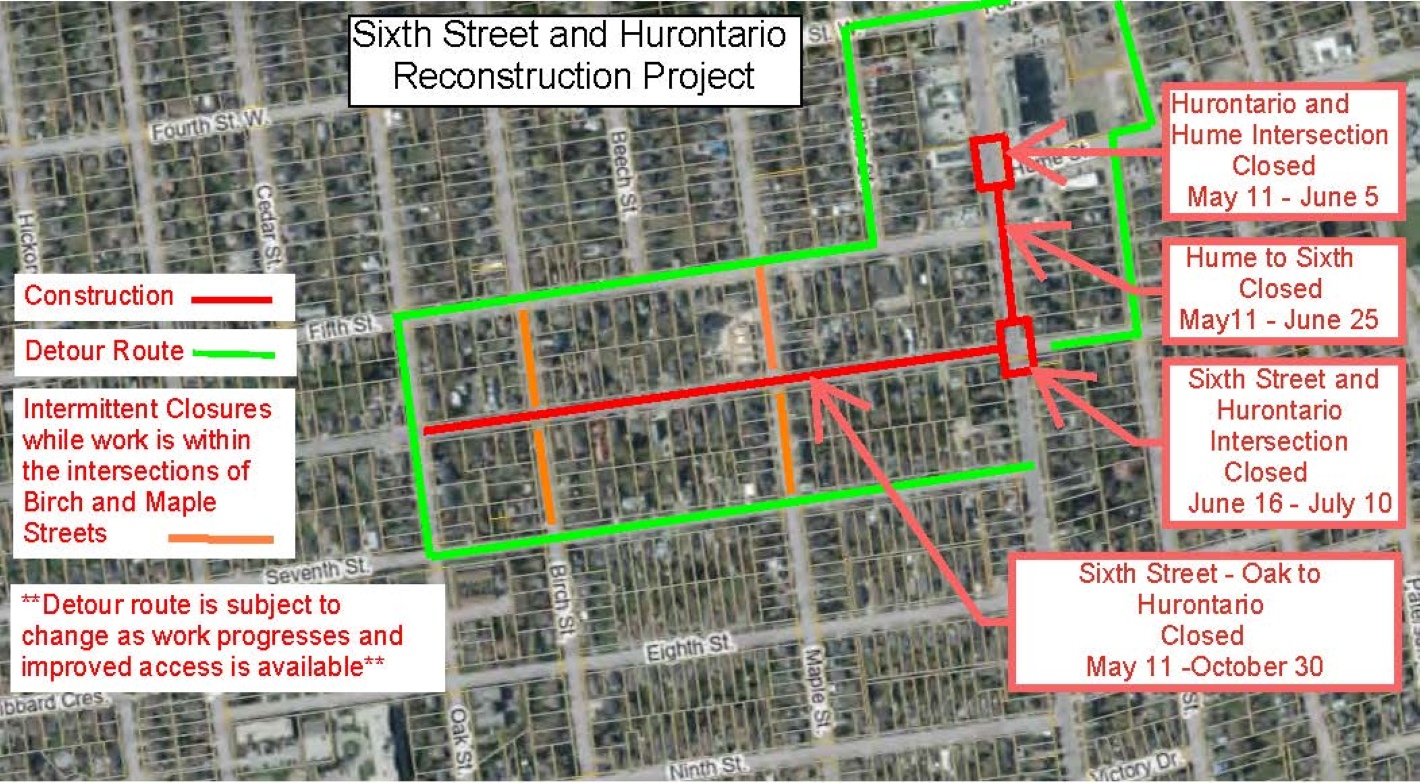 Sixth Street Temporary Road Closures Map and Timeline