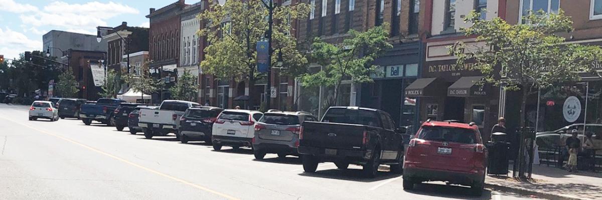 vehicles parked on Hurontario Street