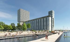 A rendering of the waterfront behind the Collingwood Terminals.