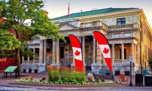 Federal Building External with Canada Day Flags